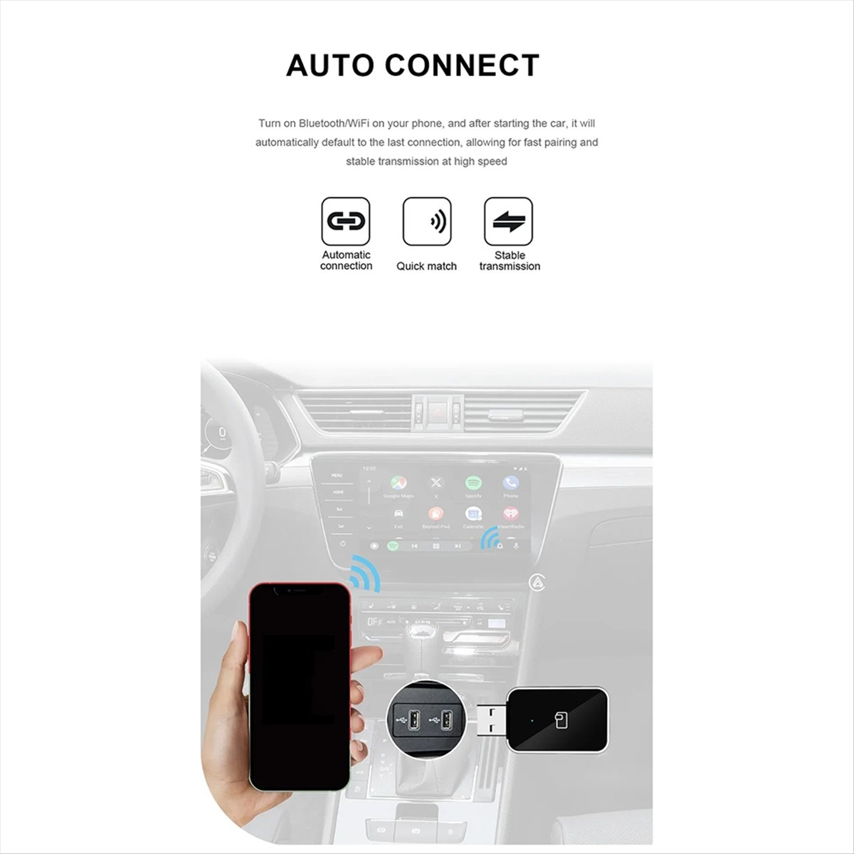 Wifi Smart Plug - مناسب لمحول CarPlay اللاسلكي وAndroid Auto